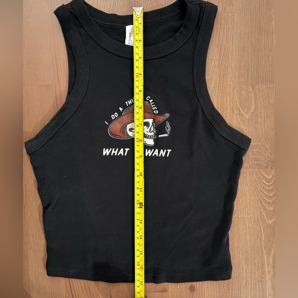 Cowboy skull crop top tank top in black - Picture 7 of 7